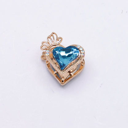 FS4857- Approximately 2.4×2×1.4 Cm Heart - Shaped Crystal Diamond Alloy Beads Four - Way Connector That Can Pass A Pen