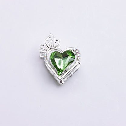 FS4857- Approximately 2.4×2×1.4 Cm Heart - Shaped Crystal Diamond Alloy Beads Four - Way Connector That Can Pass A Pen