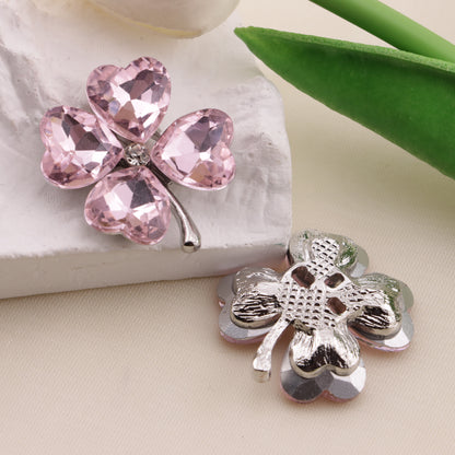 FS6584- 28mm Heart Four-Leaf Clover Alloy Charms Ai Xin Si Ye Cao He Jin Tie Pian