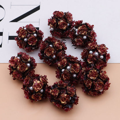 FS4860- 16mm Peach Soft Flower Ball Terracotta Beads Can Pass A Pen