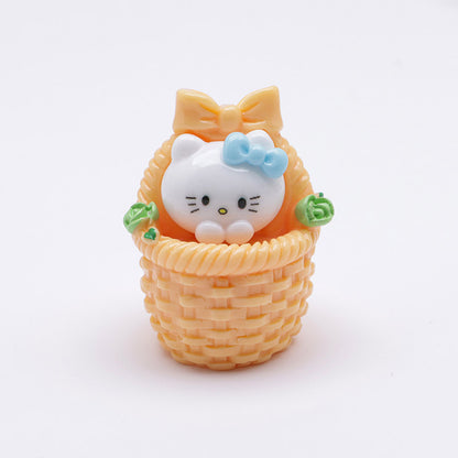 FS5292- Three-Dimensional Resin Flower Basket Of Hello Kitty