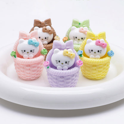 FS5292- Three-Dimensional Resin Flower Basket Of Hello Kitty