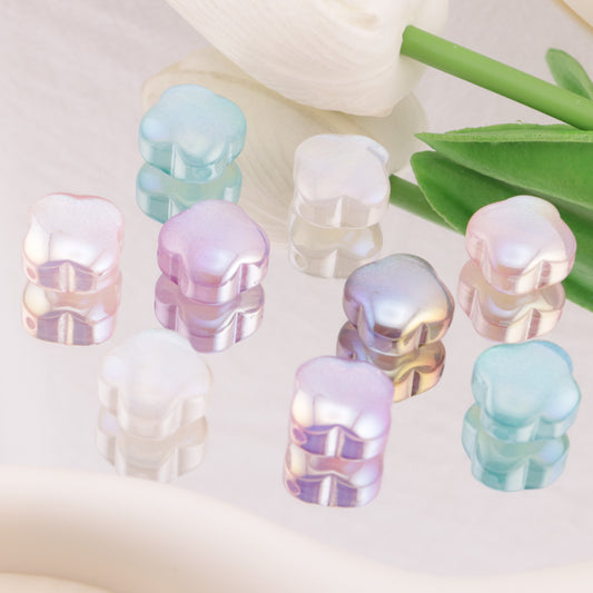 FS5723- 17mm Cat's Eye Fine Glitter Four - Leaf Clover Resin Beads