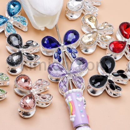 FS4517-2Pieces Crystal Diamond Metal Bows Beads Fit For Beadable Pens