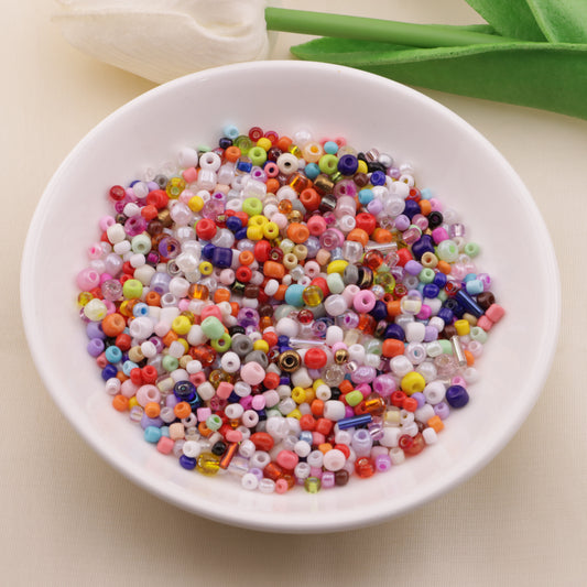 FS3068- 3mm + 4mm Mixed Glass Rice Beads