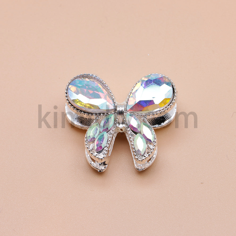 FS4517-2Pieces Crystal Diamond Metal Bows Beads Fit For Beadable Pens