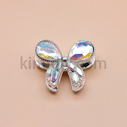 FS4517-2Pieces Crystal Diamond Metal Bows Beads Fit For Beadable Pens