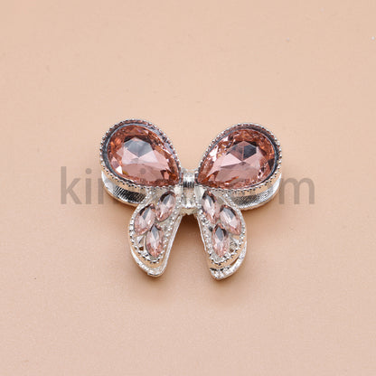 FS4517-2Pieces Crystal Diamond Metal Bows Beads Fit For Beadable Pens