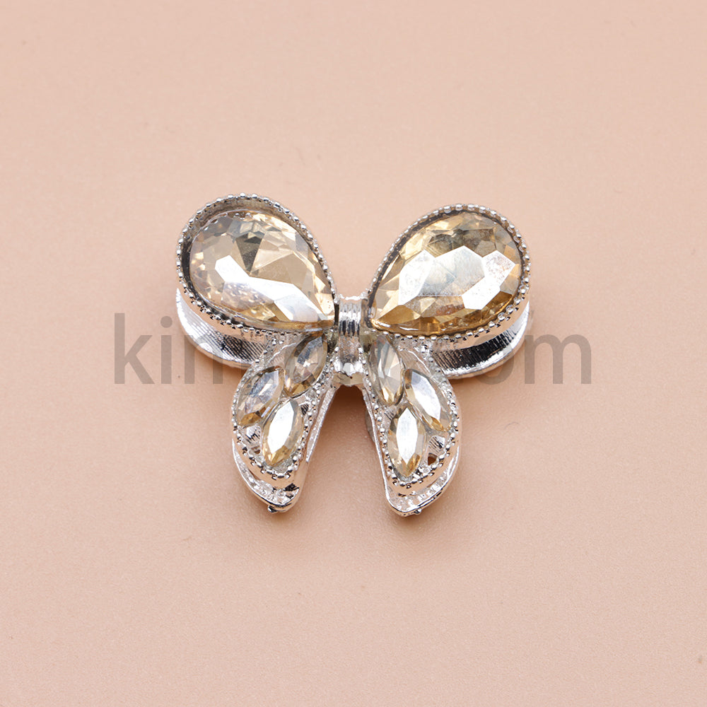 FS4517-2Pieces Crystal Diamond Metal Bows Beads Fit For Beadable Pens