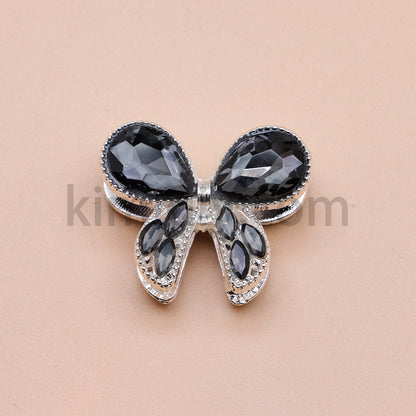 FS4517-2Pieces Crystal Diamond Metal Bows Beads Fit For Beadable Pens