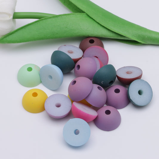 FS3132- 18mm Frosted Colored Semi-Circular Beads
