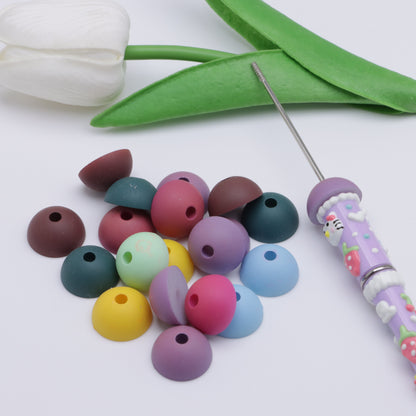FS3132- 18mm Frosted Colored Semi-Circular Beads