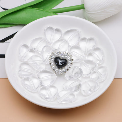 FS0625- 17Mm Clear Heart Based Beads, 8Mm Thick Arched Heart Bottom Beads
