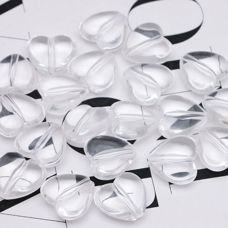 FS0625- 17Mm Clear Heart Based Beads, 8Mm Thick Arched Heart Bottom Beads