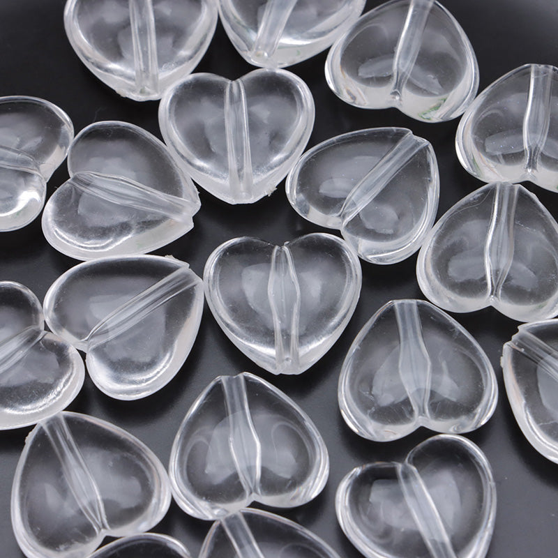 FS0625- 17Mm Clear Heart Based Beads, 8Mm Thick Arched Heart Bottom Beads