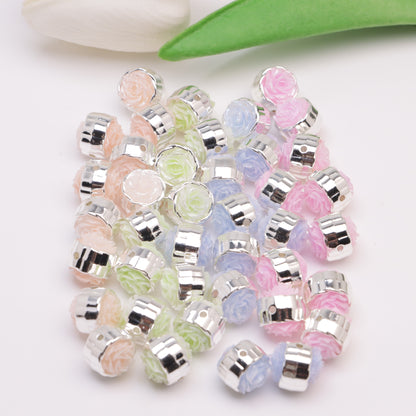 FS4384- 12mm Glow-in-the-Dark + Softened Light Soft Flower Metal Beads