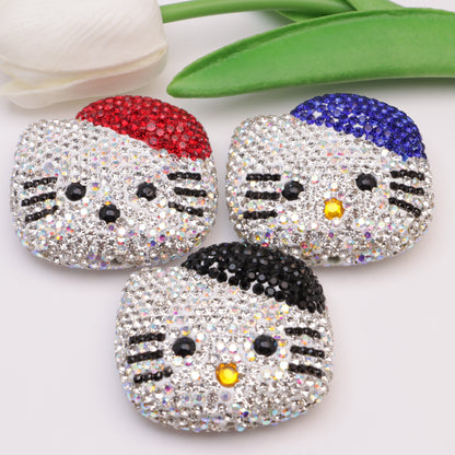 FS5070- 47*51Mm Full Diamonds Big Hk Head Beads Full-Diamond Kitty Head Beads Fit For Pen