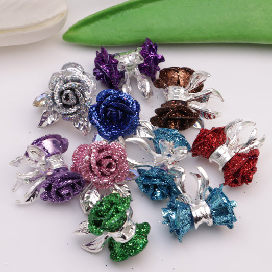 FS5563- Fine Glitter Rose Multi-Alloy Beads