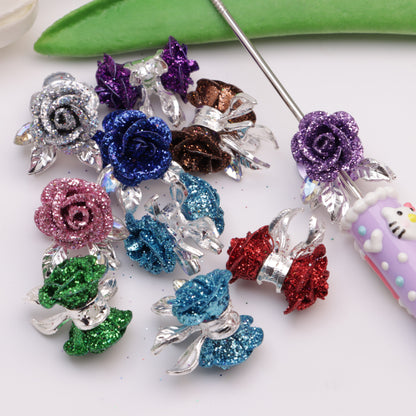 FS5563- Fine Glitter Rose Multi-Alloy Beads