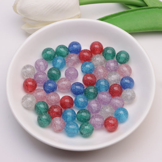 FS4902- 10mm Silver Foil Fine Glitter Resin Beads