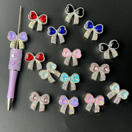 FS0958- Mixed Color Alloy Heart-shaped Bow With Multiple Holes Fit For Beadable Pens