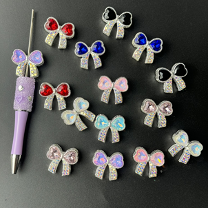 Mixed Color Alloy Heart-shaped Bow With Multiple Holes Fit For Beadable Pens