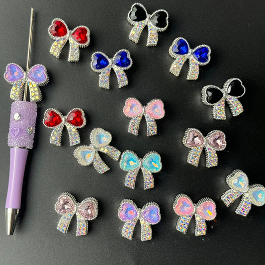 FS0958- Mixed Color Alloy Heart-shaped Bow With Multiple Holes Fit For Beadable Pens