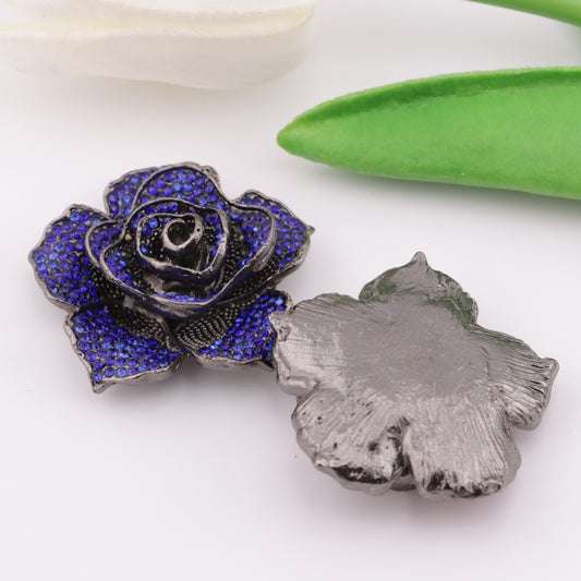 FS5054-35mm Full Diamonds Rose Metal Charms (Full-diamond Rose Alloy Patches)