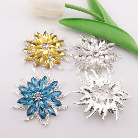FS5147- 62mm 2-Layer Sunflower Metal Charms Double-Layer Sunflower Alloy Patches