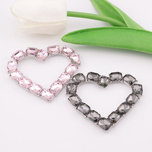 FS5379- 55*60mm Big Heart Crystal Metal Charms