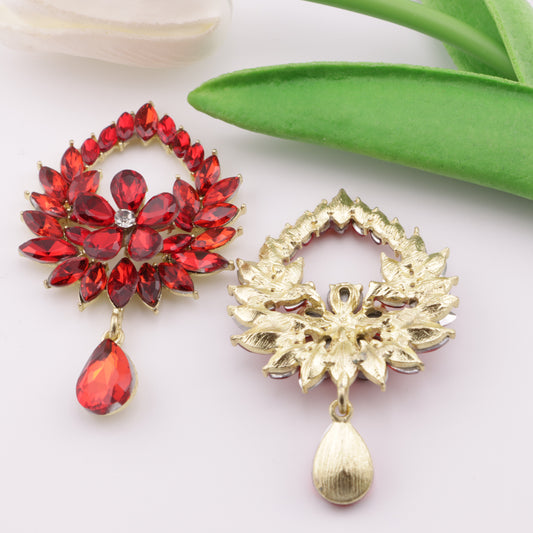 FS5056-63*38mm Water Drop Flower Frame Metal Charms