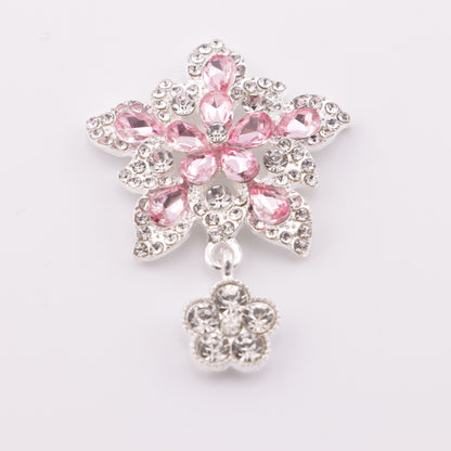 FS5265- 34mm Five-Petal Flower Metal Charms Double-Layer Five-Petal Diamond Flower Metal Patches