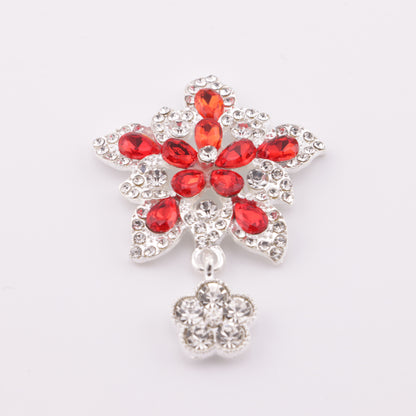 FS5265- 34mm Five-Petal Flower Metal Charms Double-Layer Five-Petal Diamond Flower Metal Patches