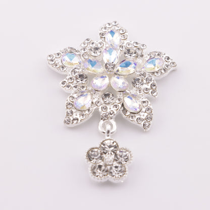 FS5265- 34mm Five-Petal Flower Metal Charms Double-Layer Five-Petal Diamond Flower Metal Patches