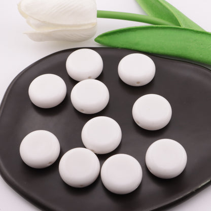 FS0384- 21Mm Round Plate Beads White Thick Round Plates
