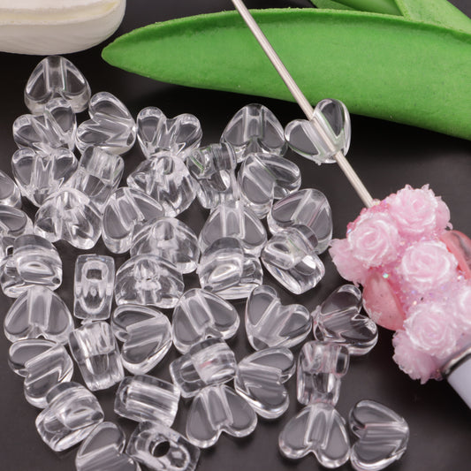 FS4918- 10mm Heart Plate Based Beads, Flat Transparent Heart Base Plate, 7mm Thick