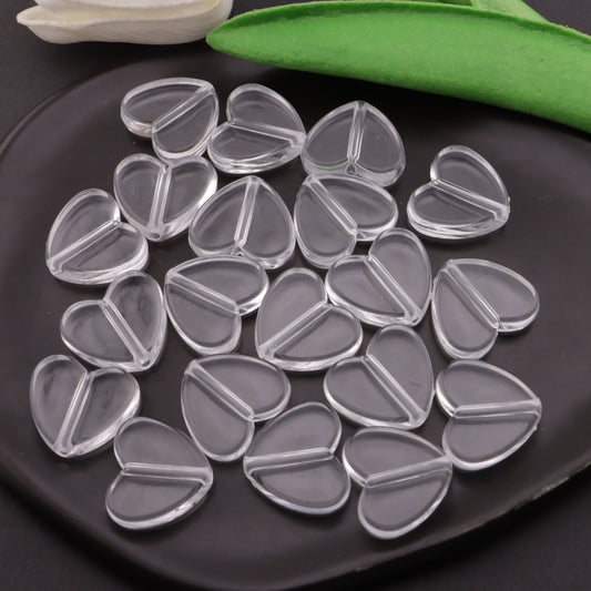 FS3588- 18mm Clear Flat Heart Based Beads Transparent Love - shaped Flat - bottomed Beads