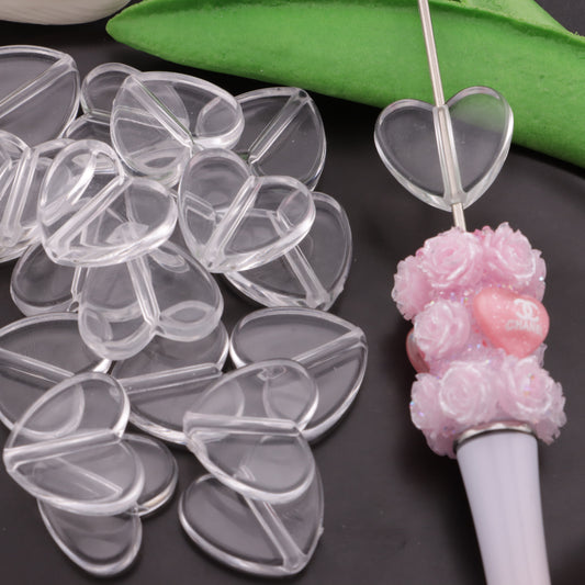 FS3588- 18mm Clear Flat Heart Based Beads Transparent Love - shaped Flat - bottomed Beads