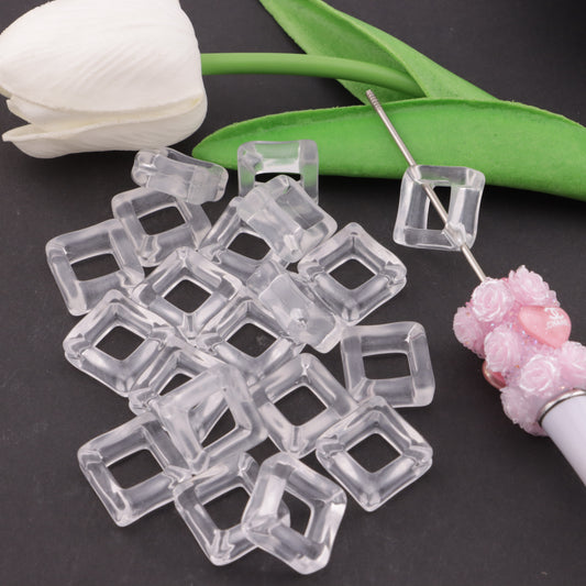 FS0856- 27mm Square Hollow Based Beads Fit For Pens Hollowed-Out Square Bottom Beads