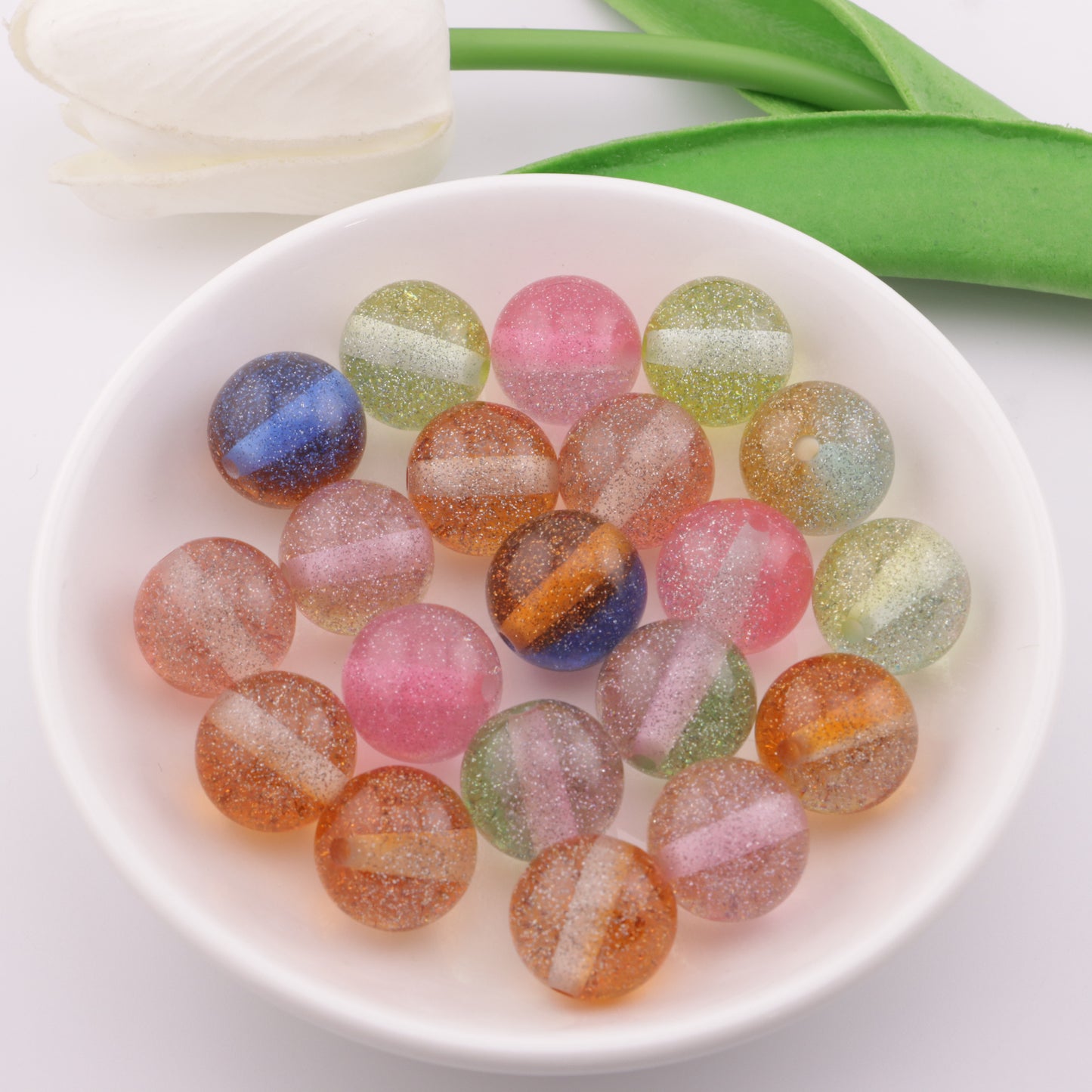 FS3080- 16mm Gradient Fine Glitter Beads