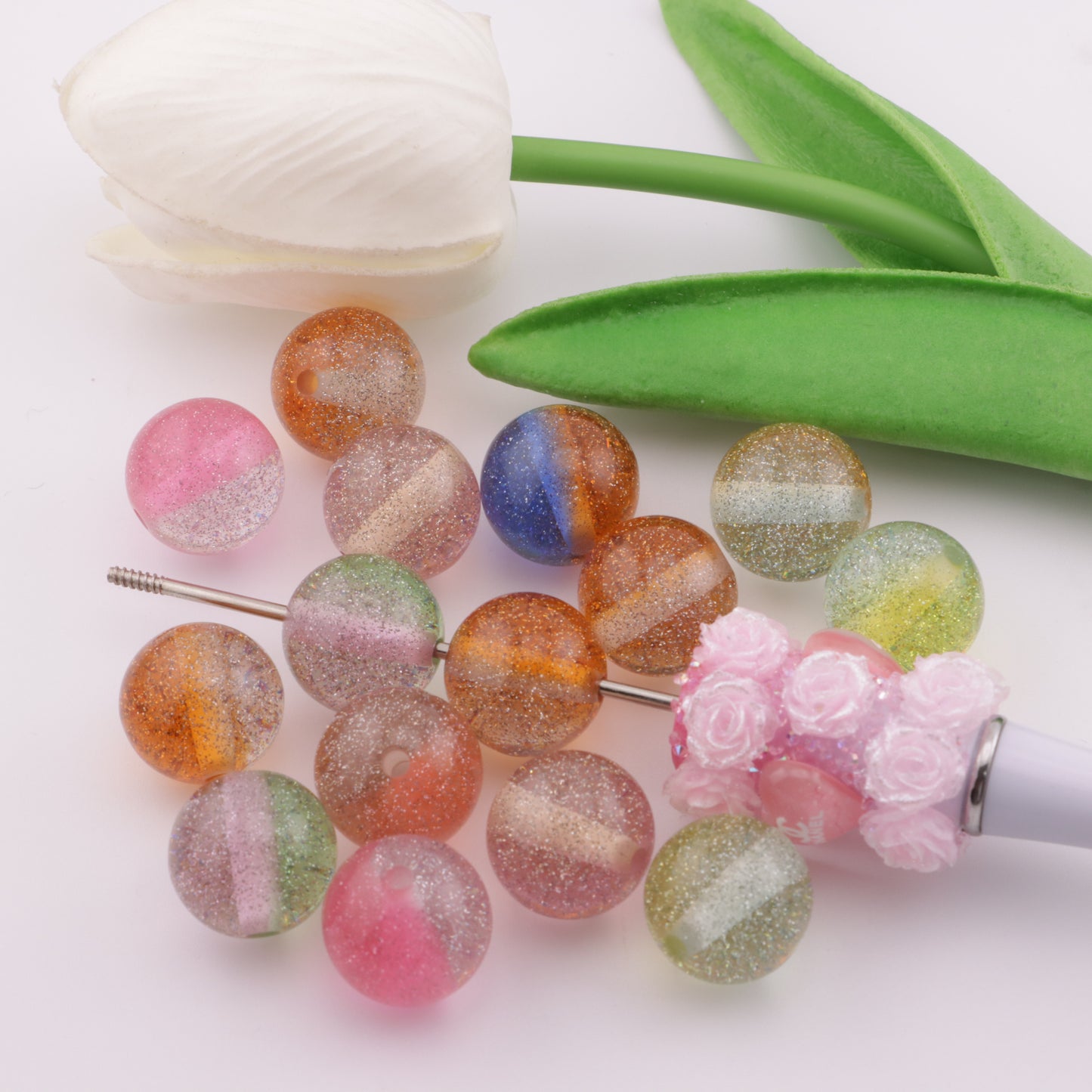 FS3080- 16mm Gradient Fine Glitter Beads