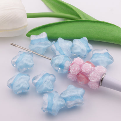 FS4186- 20mm Hand-Painted Five-Pointed Star Oil Painting Resin Beads