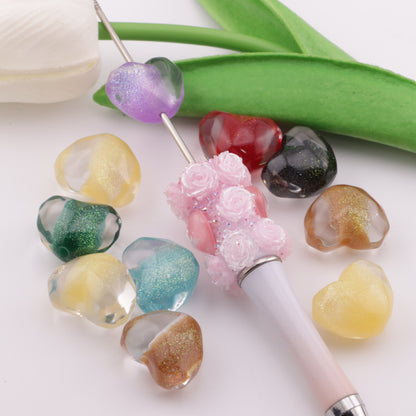 FS5486- 15×21Mm Fine Glitter Heart-Shaped Resin Beads