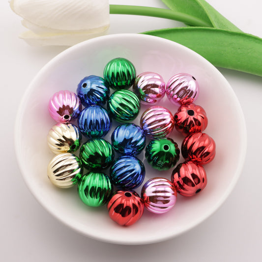 FS4217-16mm Electroplated Metalic Looking Pumpkin Beads
