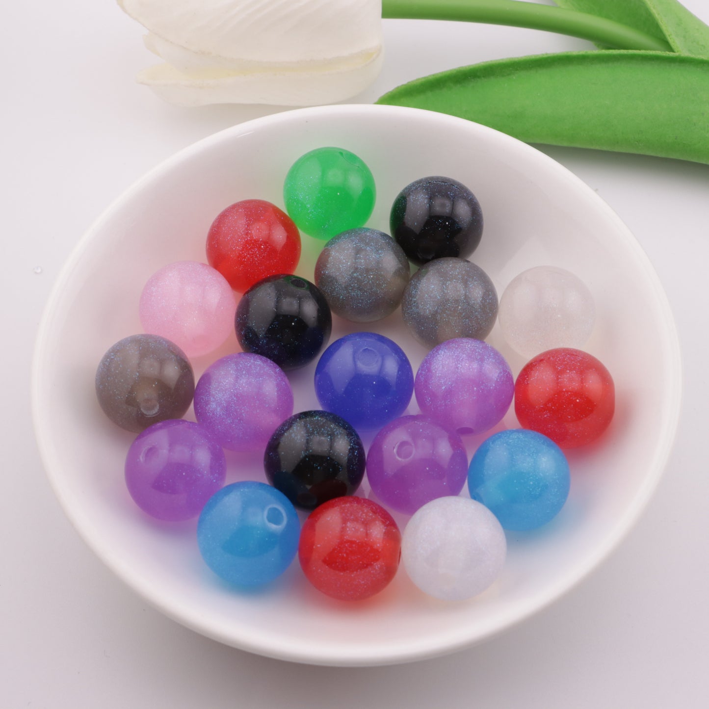 FS3541- 16mm Fine Glitter Luminescent Resin Beads