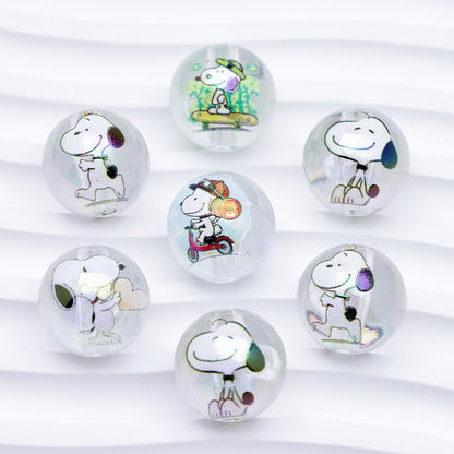 FS1193-Random Mixed 16mm Clear Snoopy Acrylic Beads Fit For Beadable Pens