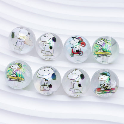 FS1193-Random Mixed 16mm Clear Snoopy Acrylic Beads Fit For Beadable Pens