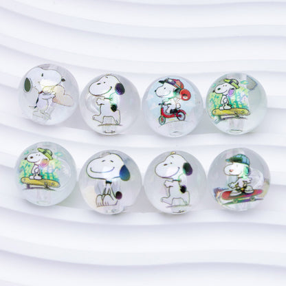 FS1193-Random Mixed 16mm Clear Snoopy Acrylic Beads Fit For Beadable Pens