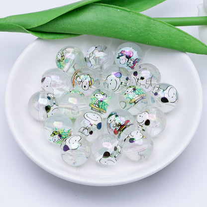 FS1193-Random Mixed 16mm Clear Snoopy Acrylic Beads Fit For Beadable Pens