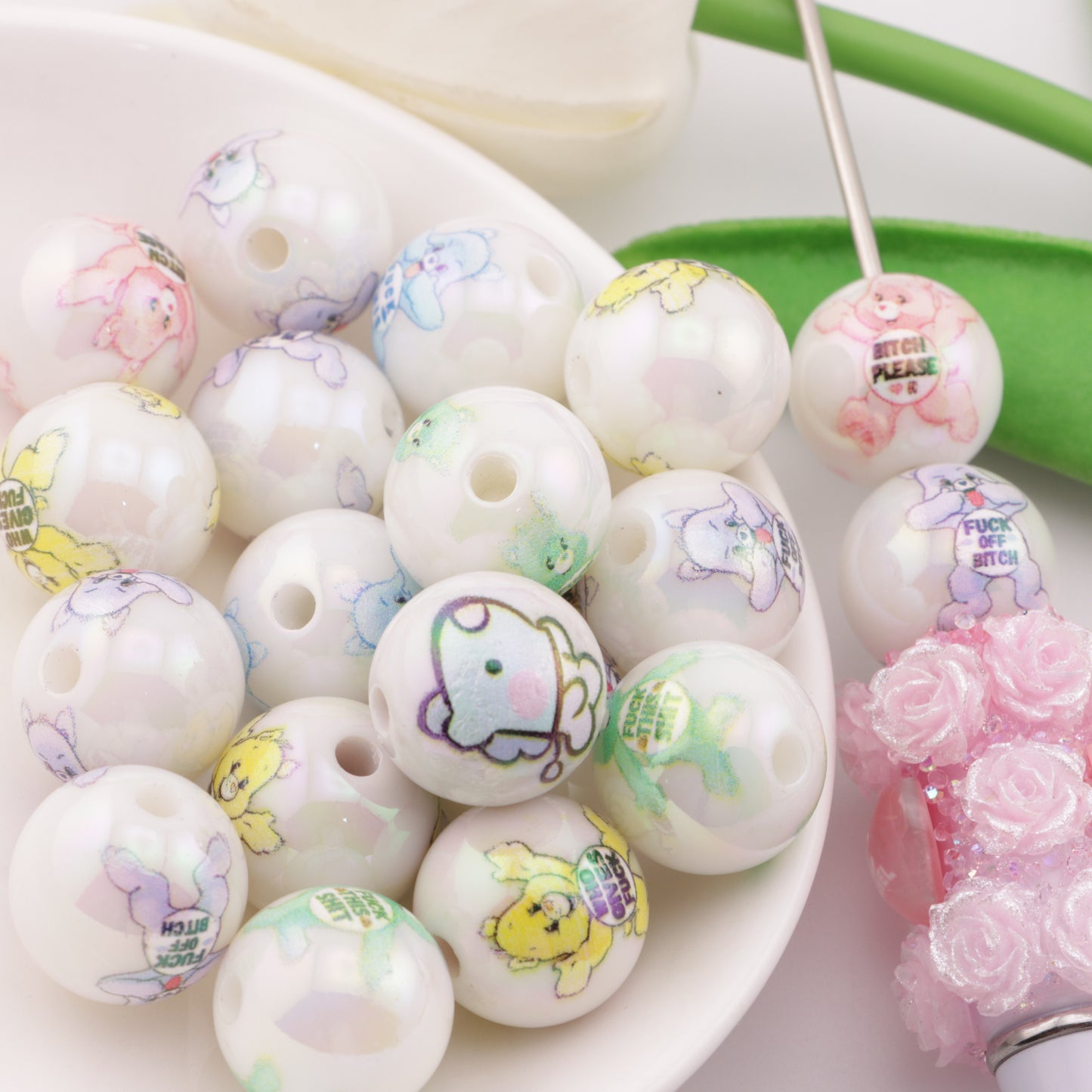FS0575- 16mm UV Printed Beads